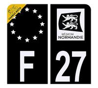 Autocollant Sticker Plaque d'immatriculation Moto Département 27 Eure Noir Plaque Plexiglas