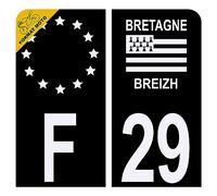 Autocollant Sticker Plaque d'immatriculation Moto Département 29 Finistère Noir Plaque Plexiglas