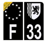 Autocollant Sticker Plaque d'immatriculation Moto Département 33 Gironde Noir
