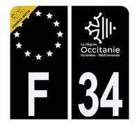 Autocollant Sticker Plaque d'immatriculation Moto Département 34 Hérault Noir