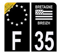 Autocollant Sticker Plaque d'immatriculation Moto Département 35 Ille-et-Vilaine Noir