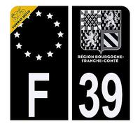 Autocollant Sticker Plaque d'immatriculation Moto Département 39 Jura Noir Plaque Plexiglas