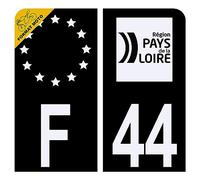 Autocollant Sticker Plaque d'immatriculation Moto Département 44 Loire-Atlantique Noir Plaque Plexiglas