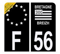 Autocollant Sticker Plaque d'immatriculation Moto Département 56 Morbihan Noir Plaque Plexiglas