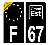 Autocollant Sticker Plaque d'immatriculation Moto Département 67 Bas-Rhin Noir