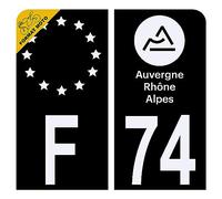 Autocollant Sticker Plaque d'immatriculation Moto Département 74 Haute-Savoie Noir Plaque Plexiglas