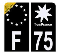 Autocollant Sticker Plaque d'immatriculation Moto Département 75 Paris Noir
