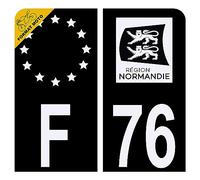 Autocollant Sticker Plaque d'immatriculation Moto Département 76 Seine-Maritime Noir