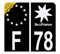 Autocollant Sticker Plaque d'immatriculation Moto Département 78 Yvelines Noir