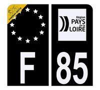 Autocollant Sticker Plaque d'immatriculation Moto Département 85 Vendée Noir