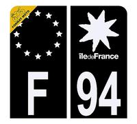 Autocollant Sticker Plaque d'immatriculation Moto Département 94 Val-de-Marne Noir Plaque Plexiglas