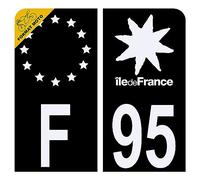 Autocollant Sticker Plaque d'immatriculation Moto Département 95 Val-D'Oise Noir Plaque Plexiglas