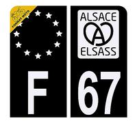 Autocollant Sticker Plaque d'immatriculation Moto Département Bas-Rhin 67 Elsass Alsace Noir Plaque Plexiglas