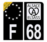 Autocollant Sticker Plaque d'immatriculation Moto Département Haut-Rhin 68 Elsass Alsace Noir Plaque Plexiglas