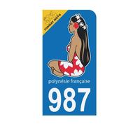 Autocollant Sticker Plaque d'immatriculation Moto - HADEXIA - 987 Polynésie Française