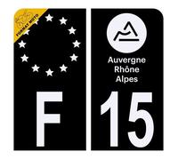 Autocollant Sticker Plaque d'immatriculation Moto - HADEXIA - Département 15 Cantal Noir - H 6 cm x L 3 cm