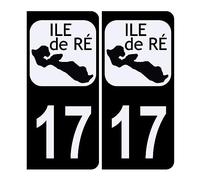Autocollant Sticker Plaque d'immatriculation Voiture 17 Île de Ré Noir
