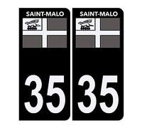 Autocollant Sticker Plaque d'immatriculation Voiture 35 Saint Malo Noir
