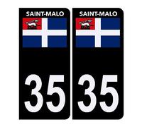 Autocollant Sticker Plaque d'immatriculation Voiture 35 Saint Malo Noir Logo Couleur