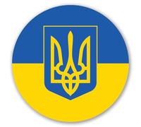 Autocollant Sticker Rond Drapeau Emblème Ukraine Adhésif 3 cm