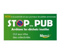 Autocollant sticker Stop Pub boite lettres logo 599 stop journaux et publicité arrêtons déchets
