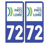Autocollant Sticker Style Masquage Plaque Voiture Immatriculation - License Plate Auto Stickers Département 72 (2 Stickers de 10.2 cm x 4.6 cm)