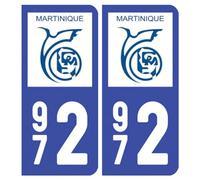 Autocollant Sticker Style Masquage Plaque Voiture Immatriculation - License Plate Auto Stickers Département 97-2 (2 Stickers de 10.2 cm x 4.6 cm)