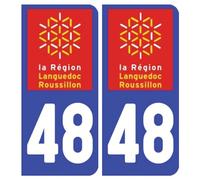 Autocollant Sticker Style Masquage Plaque Voiture Immatriculation - License Plate Auto Stickers Département 48 (2 Stickers de 10.2 cm x 4.6 cm)