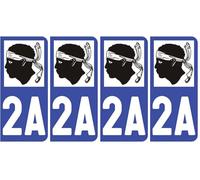 Autocollant Sticker Style Masquage Plaque Voiture Immatriculation - License Plate Auto Stickers Département 2A (2 Stickers de 10.2 cm x 4.6 cm) (Lot de 2)