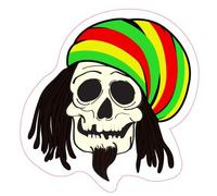 Autocollant Sticker tête de mort rasta bonnet logo 1 - Taille : 4 cm