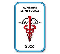 Autocollant Sticker - Vignette Caducée 2026 pour Pare Brise en Vitrophanie - V4 Auxiliaire de Vie Sociale