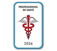 Autocollant Sticker - Vignette Caducée 2026 pour Pare Brise en Vitrophanie - V4 Professionnel de Santé