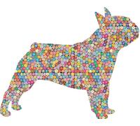Autocollant Sticker Vinyl Animaux Fleur Peace And Love Bulldog Francais French