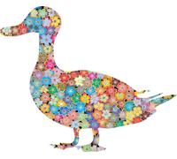 Autocollant Sticker Vinyl Animaux Silhouette Fleur Peace And Love Canard R2