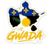 Autocollant sticker vinyle waterproof carte drapeau gwada guadeloupe
