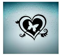 Autocollant sticker voiture cœur papillon fleur A