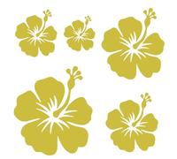 Autocollant Sticker Voiture Hibiscus, Stickers fleur Auto Plante, Vinyle haute performance pour Voiture Lot de 5 pièces (or)