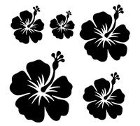 Autocollant Sticker Voiture Hibiscus, Stickers fleur Auto Plante, Vinyle haute performance pour Voiture Lot de 5 pièces (1 - noir profond)