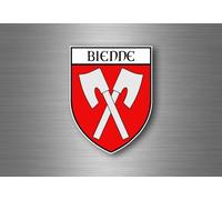 Autocollant Sticker Voiture Moto Blason Ville Drapeau Ecusson Bienne Suisse