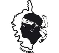 Autocollant Sticker Voiture Moto Corse Ile de Beaute Corsica Tête Maure Carte Vinyl