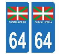 Autocollant Stickers Plaque d'immatriculation Auto Voiture 64 Euskal Herria Pays Basque