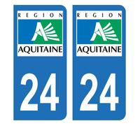 Autocollant Stickers plaque d'immatriculation - HADEXIA - Département 24 - Bleu - Jeu de 2 - Facile à poser