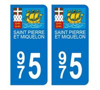 Autocollant Stickers plaque d'immatriculation voiture auto 975 Saint Pierre et Miquelon DROM