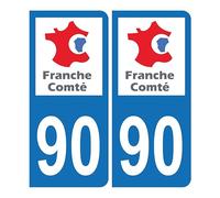 Autocollant Stickers plaque d'immatriculation voiture département 90 Territoire de Belfort Ancienne Région Franche Comté