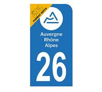 Autocollant Stickers plaque immatriculation scooter moto département 26 Drôme Logo Région Auvergne-Rhône-Alpes
