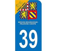 Autocollant Stickers plaque immatriculation scooter moto département 39 Jura Logo Région Bourgogne-Franche-Comté Nouveau