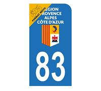Autocollant Stickers plaque immatriculation scooter moto département 83 Var Logo Région Provence-Alpes-Côte d'Azur