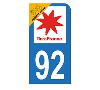 Autocollant Stickers plaque immatriculation scooter moto département 92 Hauts-de-Seine Logo Région Ile-de-France