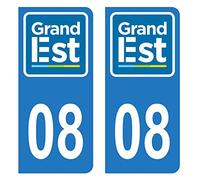 Autocollant Stickers plaque immatriculation voiture auto département 08 Ardennes Logo Région Grand Est