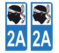 Autocollant Stickers plaque immatriculation voiture auto département 2A Corse-du-sud Logo Corse